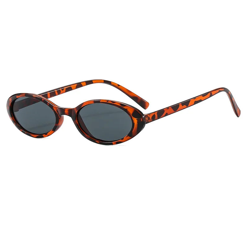 Leopard-Black Small oval cat eye sunglasses, colorway variant flat lay