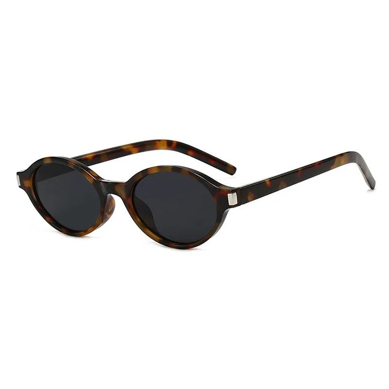 Leopard Gray Small oval sunglasses in alternate colorway — front product shot