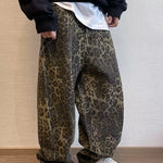 Leopard print baggy wide-leg jeans, styled outfit view