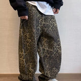 Leopard print baggy wide-leg jeans, styled outfit view