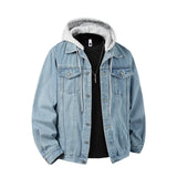 Light Blue Men's oversized hooded denim jacket, front view