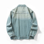 Washed denim zip jacket, back view
