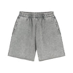 Light Gray Acid wash sweat shorts, front view