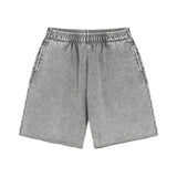 Light Gray Acid wash sweat shorts, front view