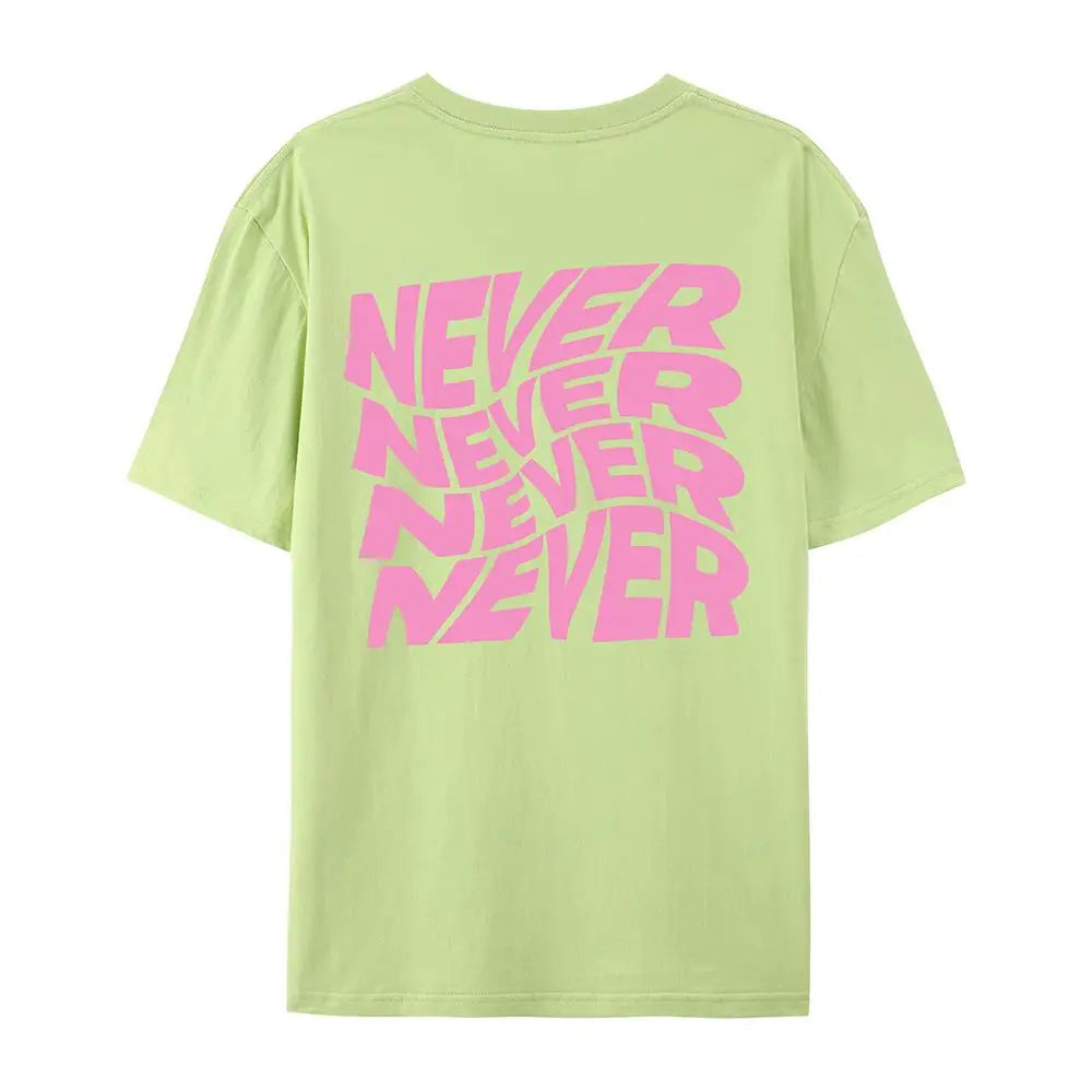 Light Green Wavy letter print oversized graphic tee — flat lay