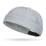 Light Grey Mesh brimless docker cap — alternate colorway flat lay