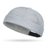 Light Grey Mesh brimless docker cap — alternate colorway flat lay