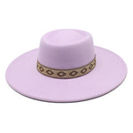Light purple wide-brim felt fedora hat colorway