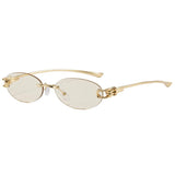 Light Yellow Rimless oval gradient sunglasses — overhead view