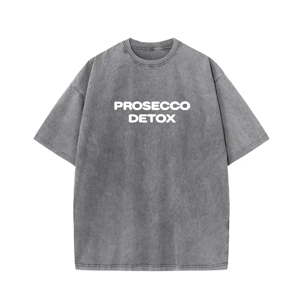 Lightgrey-White Prosecco Detox graphic tee — orange colourway flat lay