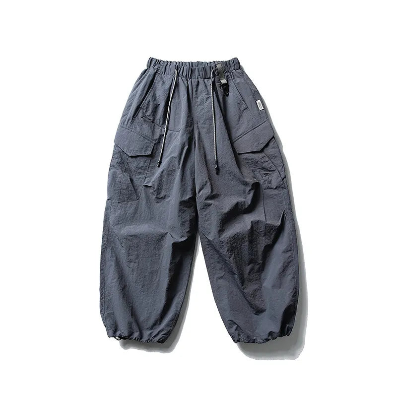 Lk1353 Haze Blue Parachute cargo pants, lifestyle shot 9
