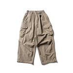 Lk1353 Khaki Parachute cargo pants worn, side view