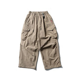 Lk1353 Khaki Parachute cargo pants worn, side view