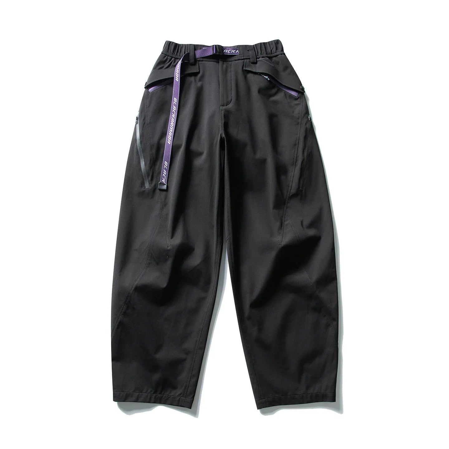 Lk88018 Black Parachute cargo pants, lifestyle shot 2