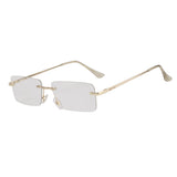 Logo Gold Clear Rimless rectangle sunglasses, flat lay