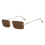 Logo Gold Deepbrown Rimless rectangle sunglasses variant, front view