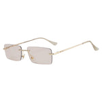 Logo Gold Light Tea Rimless rectangle sunglasses, lens detail