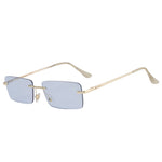 Logo Gold Lightblue Rimless rectangle sunglasses, group flat lay