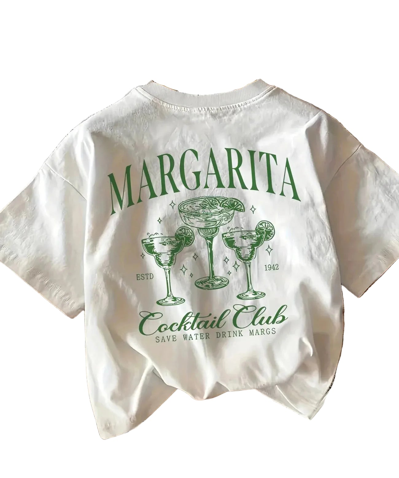 Women's Margarita Cocktail Club graphic tee styled, short sleeve cotton crew neck with cocktail print