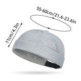 Mesh breathable brimless docker cap — angled view showing mesh texture