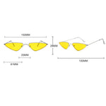 Micro triangle sunglasses worn, angle view