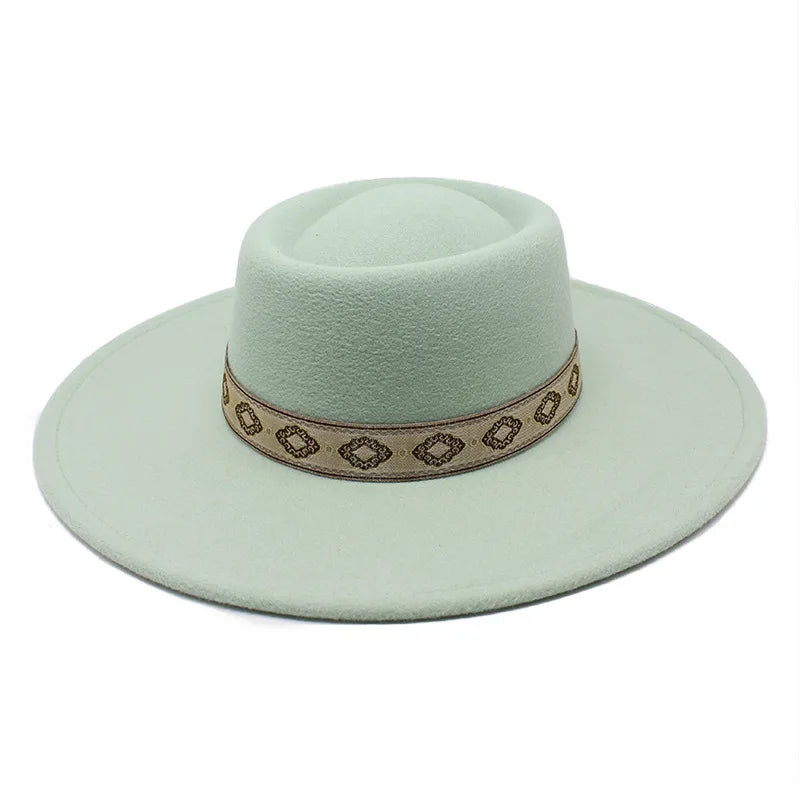 Mint green wide-brim felt fedora hat colorway