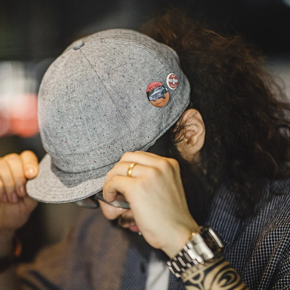 Vintage Gray Flip Hat – Retro Round Brim Hip Hop Cap