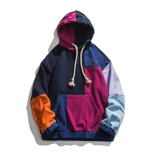 Bold Color Block Pullover Hoodie – Cozy Streetwear for Fall