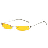 Yellow sunglasses with thin metal frame on a white background