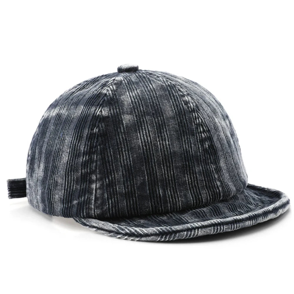 Navy Baseball Cap Short brim corduroy baseball cap, adjustable strap detail