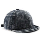 Navy Baseball Cap Short brim corduroy baseball cap, adjustable strap detail