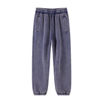 Navy Blue Men's baggy washed fleece sweatpants — lifestyle shot