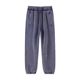 Navy Blue Men's baggy washed fleece sweatpants — lifestyle shot