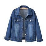 Navy Blue Women's oversized yellow cotton denim jacket, front view
