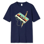 Navy Blue Vintage graphic tee, side view