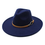 Navy Wide-brim fedora hat flat lay product shot