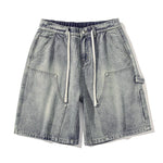 Nostalgic Blue Baggy denim shorts, flat lay
