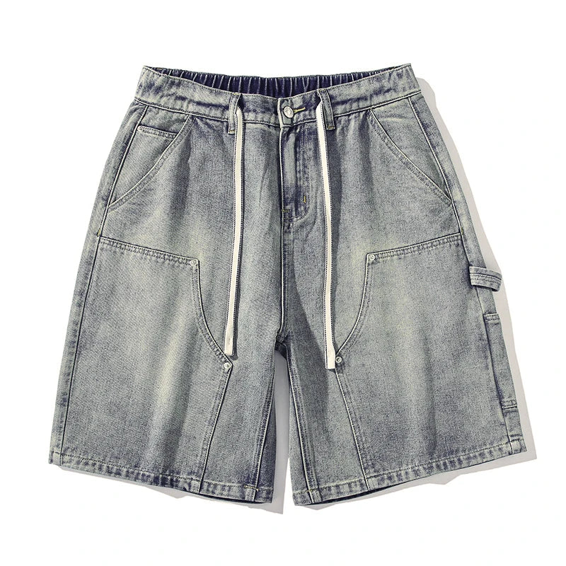 Nostalgic Blue Baggy denim shorts, flat lay