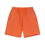 Orange Acid wash sweat shorts outfit, front view