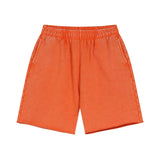 Orange Acid wash sweat shorts outfit, front view