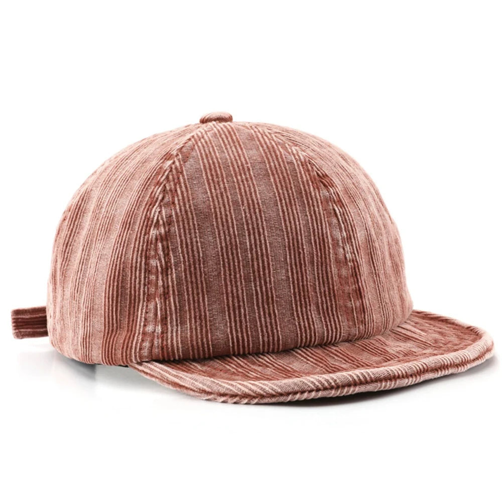 Orange Aseball Cap Short brim corduroy baseball cap, flat lay