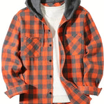 Orange Hooded flannel shirt, side view
