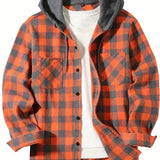 Orange Hooded flannel shirt, side view