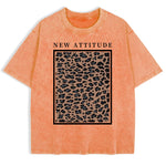 Orange leopard print oversized vintage tee — styled outfit shot