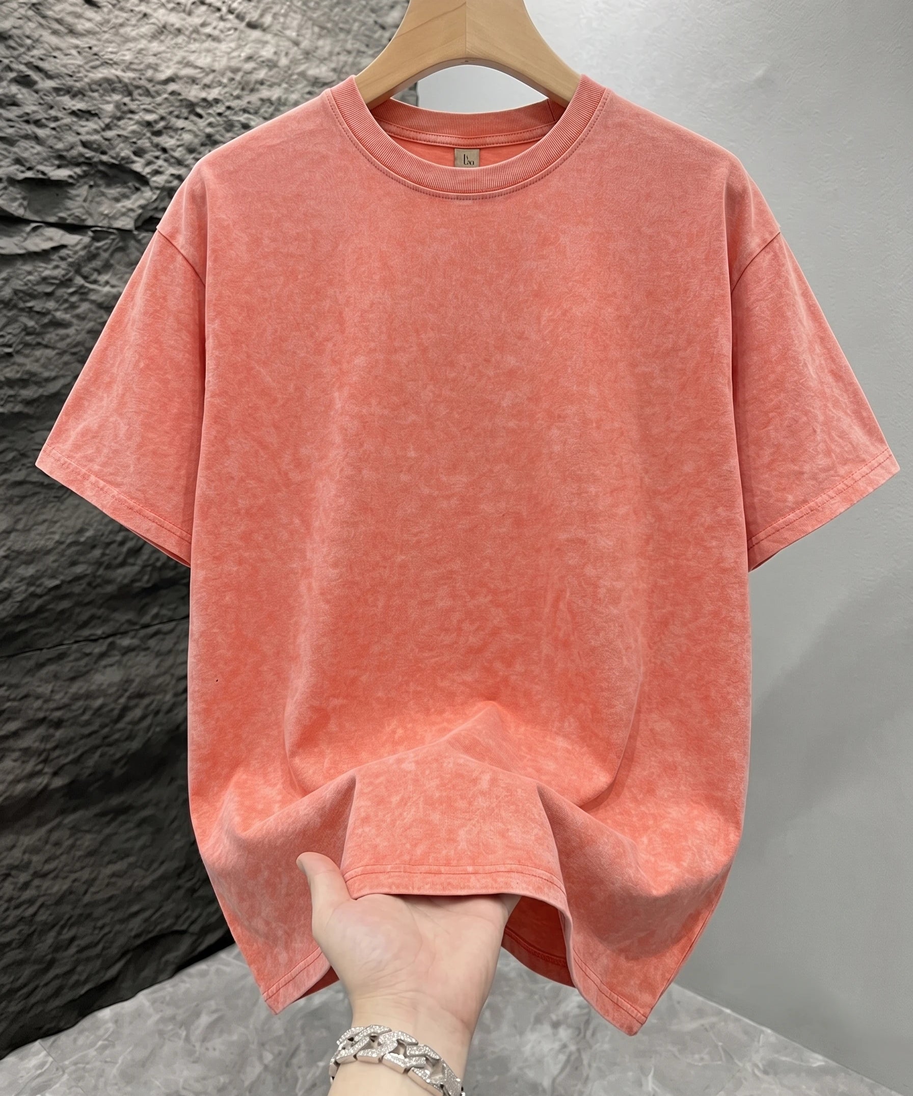 Orange Mineral washed oversized graphic tee, lifestyle shot 2