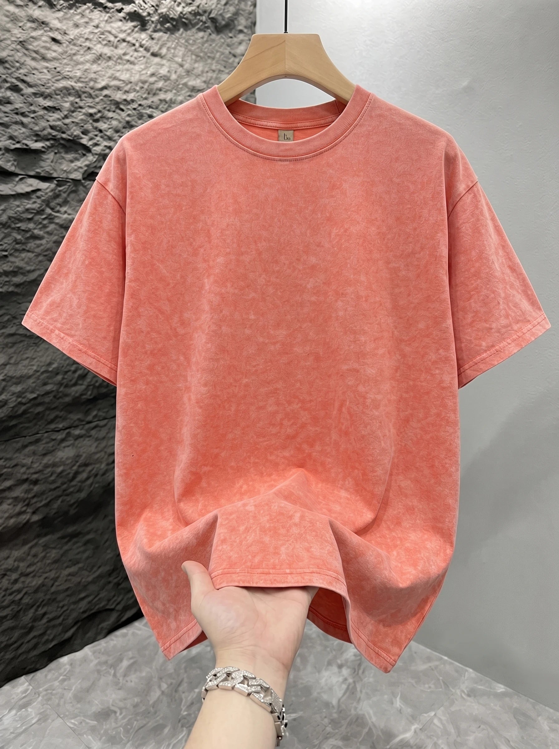 Orange Mineral washed oversized graphic tee, lifestyle shot 2