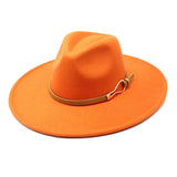 Orange Wide-brim fedora hat third lifestyle outdoor shot