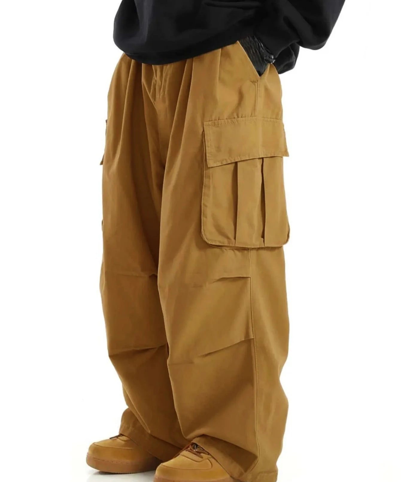 Orange Wide-leg cargo pants, styled outfit view