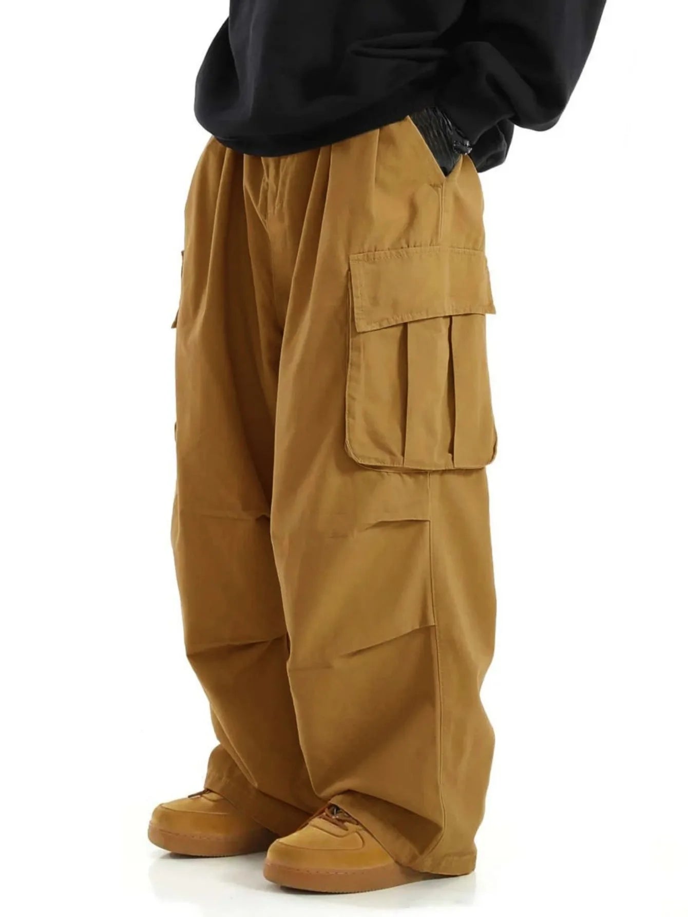 Orange Wide-leg cargo pants, styled outfit view