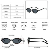 Model wearing small oval gradient sunglasses side view — slim frame, compact 62x38mm lens